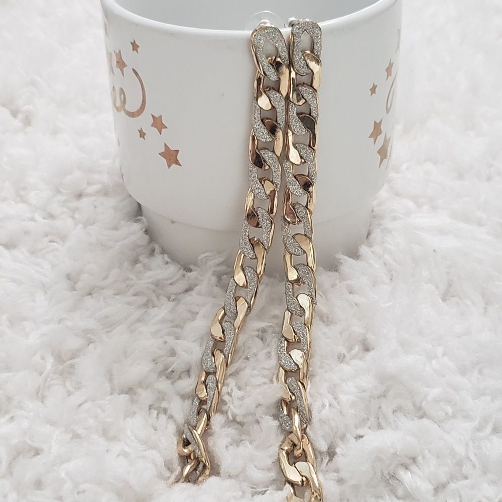 Long gold and silver chain earring NEW